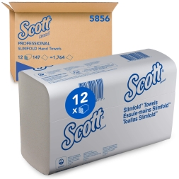 5856 Бумажные полотенца в пачках Scott® SlimFold белые 1 слой (12 пач х 147 л)